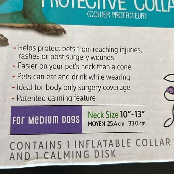 Calm Paws Inflatable Protective Collar Medium Dogs Neck size 10"-13" - Picture 2 of 4